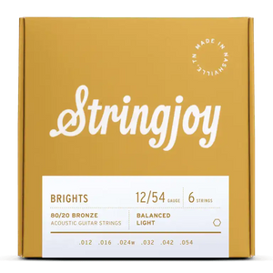 Stringjoy Brights | Light Gauge (12-54) 80/20 Bronze Acoustic Guitar Strings